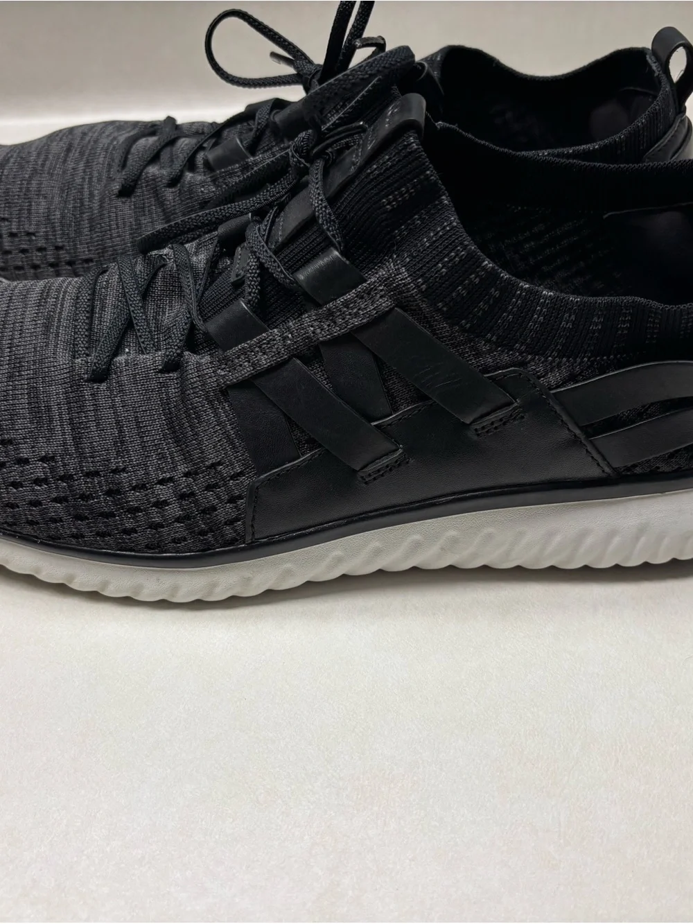 Cole Haan Men's Black Knit Lace-Up Sneakers with White Sole Grandpro OS